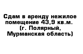 Сдам в аренду нежилое помещение 43,9 кв.м.  (г. Полярный, Мурманская область)